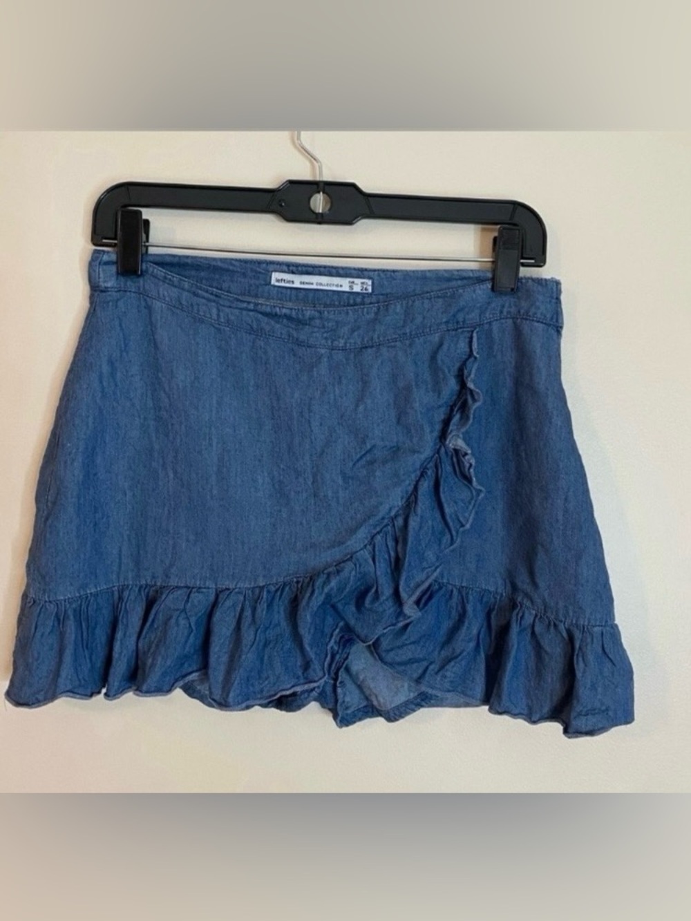 Blue Ruffle Denim mini Skirt - Women's